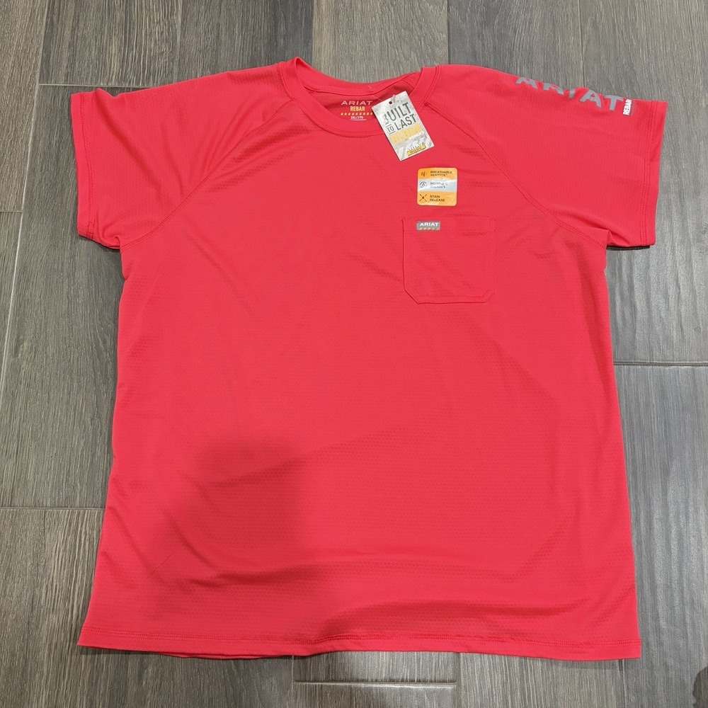 Ariat Rebar Heat Fighter T-shirt red top Women's 2XL Pocket NWT